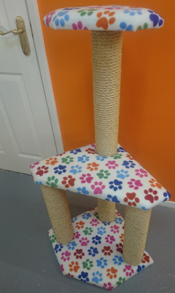 White with Coloured Paws Cat Scratching Post | ScratchyCats
